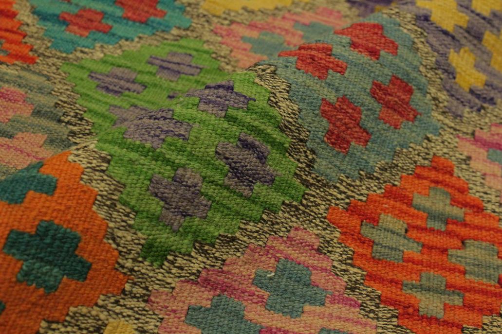 Flat Weave Kilim, Antique, Navaho, Vintage, Handmade, Geometric Kilim Brown Rust Hand-Woven Rectangle 100% Wool Area Rug 6 x 8