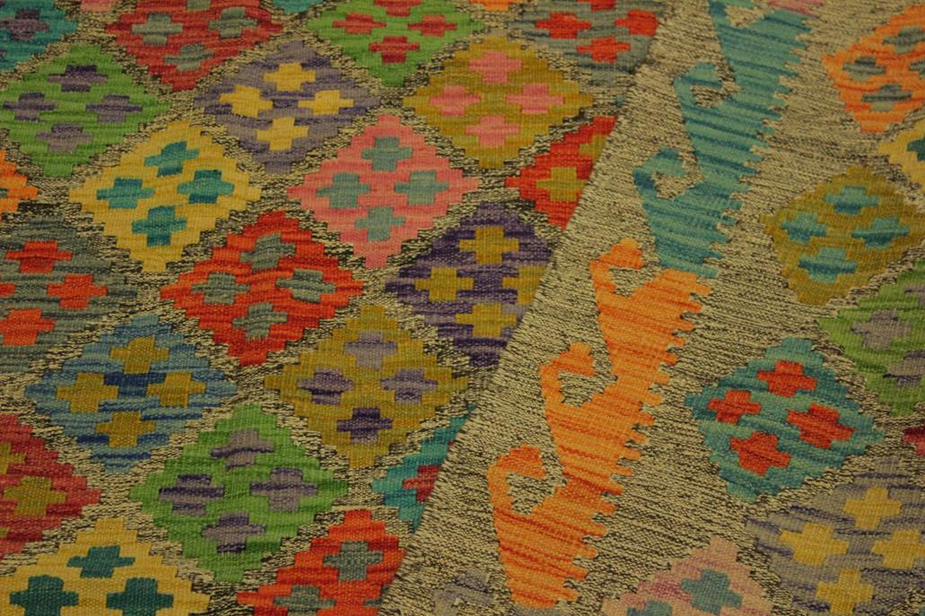 Flat Weave Kilim, Antique, Navaho, Vintage, Handmade, Geometric Kilim Brown Rust Hand-Woven Rectangle 100% Wool Area Rug 6 x 8