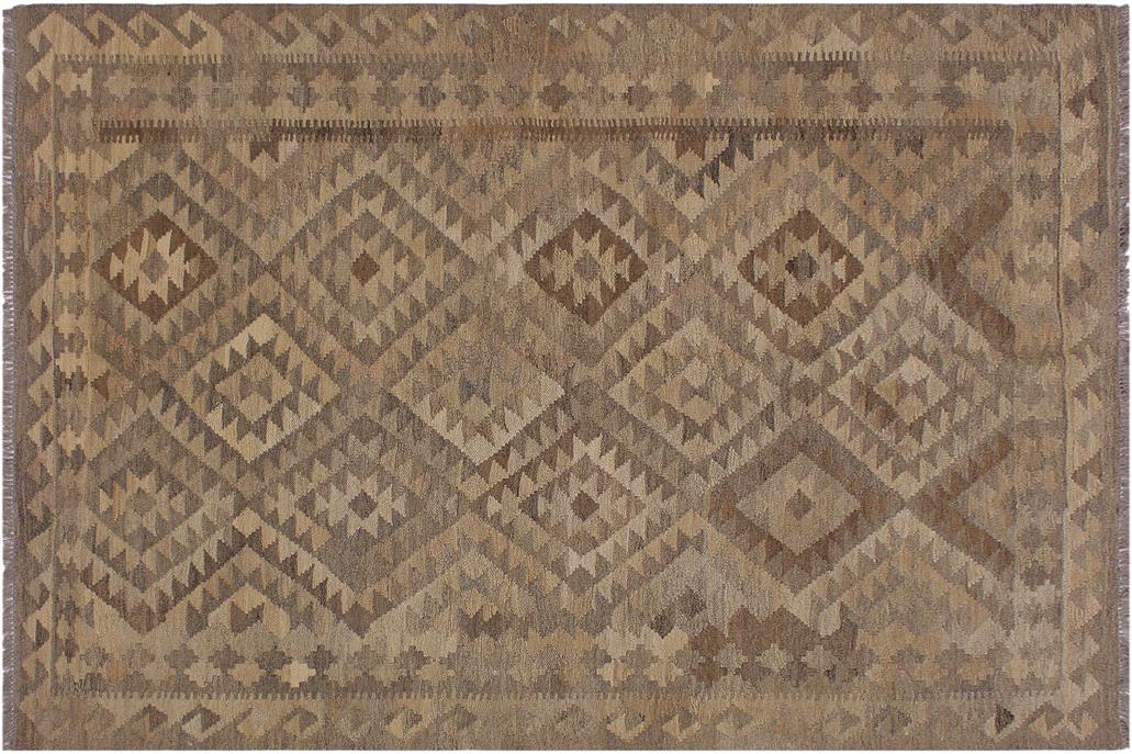 Flat Weave Kilim, Antique, Navaho, Vintage, Handmade, Geometric Kilim Tan Brown Hand-Woven Rectangle 100% Wool Area Rug 5 x 7