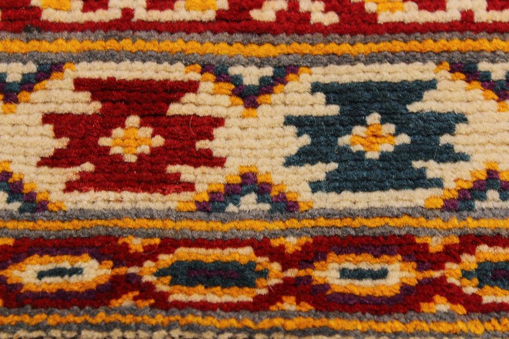 handmade Geometric Balouchi Beige Red Hand Knotted RECTANGLE 100% WOOL area rug 5' x 7'