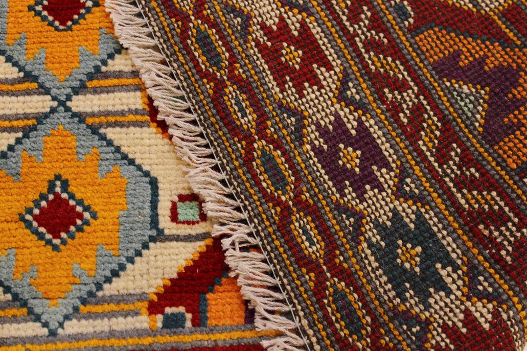 handmade Geometric Balouchi Beige Red Hand Knotted RECTANGLE 100% WOOL area rug 5' x 7'