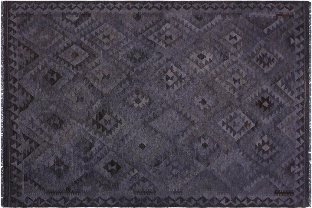 Flat Weave Kilim, Antique, Navaho, Vintage, Handmade, Geometric Kilim Gray Brown Hand-Woven Rectangle 100% Wool Area Rug 6 x 8