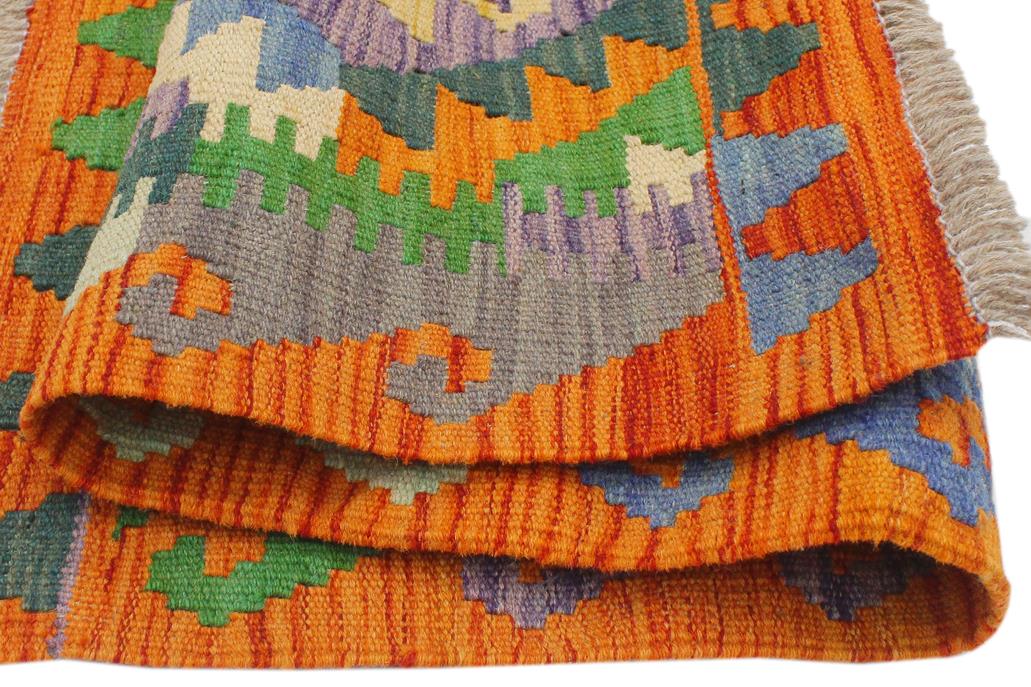 Flat Weave Kilim, Antique, Navaho, Vintage, Handmade, Geometric Kilim Rust Blue Hand-Woven Rectangle 100% Wool Area Rug 3 x 3