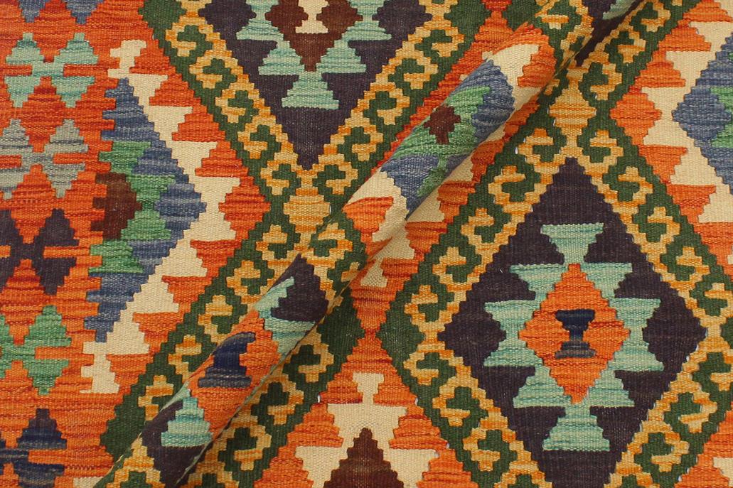 Flat Weave Kilim, Antique, Navaho, Vintage, Handmade, Geometric Kilim Rust Gold Hand-Woven Rectangle 100% Wool Area Rug 3 x 5