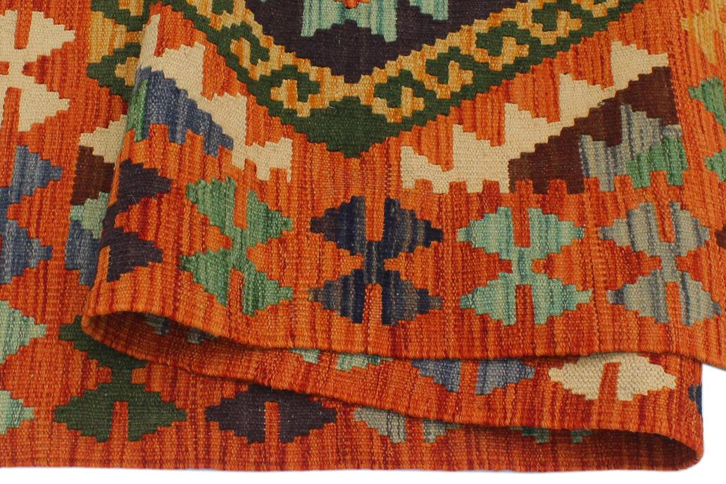 Flat Weave Kilim, Antique, Navaho, Vintage, Handmade, Geometric Kilim Rust Gold Hand-Woven Rectangle 100% Wool Area Rug 3 x 5
