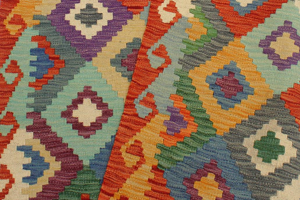 Flat Weave Kilim, Antique, Navaho, Vintage, Handmade, Geometric Kilim Rust Beige Hand-Woven Rectangle 100% Wool Area Rug 3 x 5