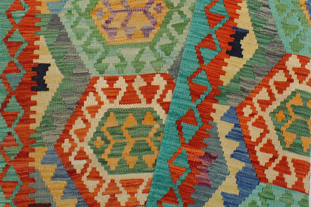 Flat Weave Kilim, Antique, Navaho, Vintage, Handmade, Geometric Kilim Rust Green Hand-Woven Rectangle 100% Wool Area Rug 3 x 5