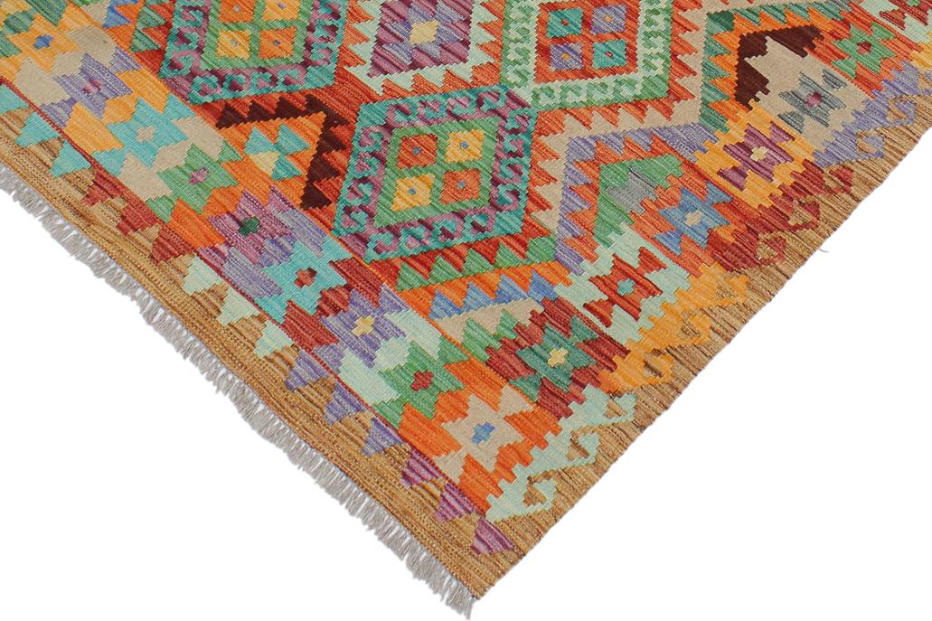 Flat Weave Kilim, Antique, Navaho, Vintage, Handmade, Geometric Kilim Rust Brown Hand-Woven Rectangle 100% Wool Area Rug 3 x 5