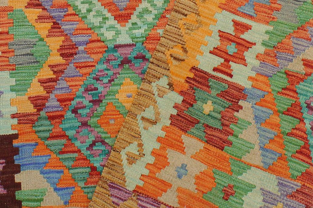 Flat Weave Kilim, Antique, Navaho, Vintage, Handmade, Geometric Kilim Rust Brown Hand-Woven Rectangle 100% Wool Area Rug 3 x 5