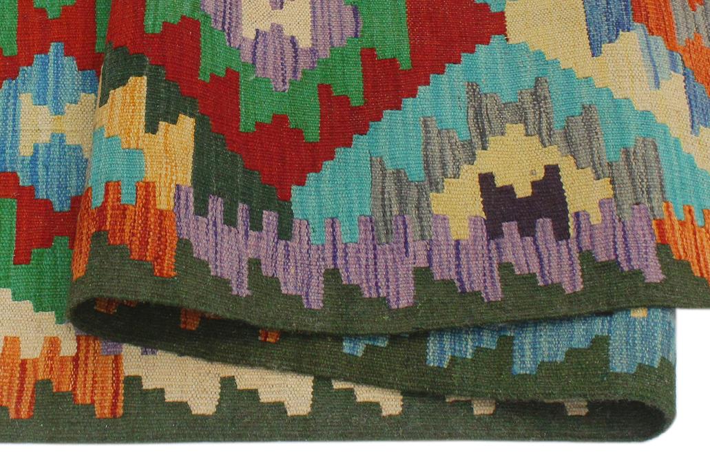 Flat Weave Kilim, Antique, Navaho, Vintage, Handmade, Geometric Kilim Rust Green Hand-Woven Rectangle 100% Wool Area Rug 4 x 6