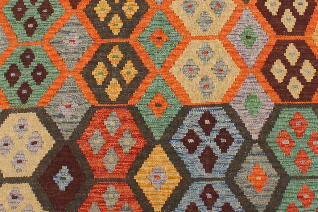 Flat Weave Kilim, Antique, Navaho, Vintage, Handmade, Geometric Kilim Gray Green Hand-Woven Rectangle 100% Wool Area Rug 5 x 7