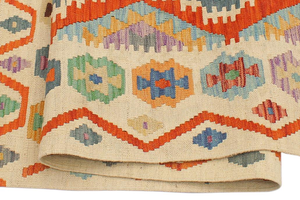 Flat Weave Kilim, Antique, Navaho, Vintage, Handmade, Geometric Kilim Rust Beige Hand-Woven Rectangle 100% Wool Area Rug 4 x 6