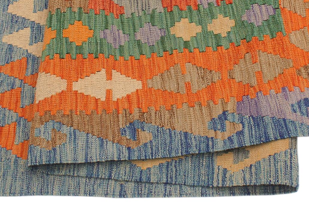 Flat Weave Kilim, Antique, Navaho, Vintage, Handmade, Geometric Kilim Gray Blue Hand-Woven Rectangle 100% Wool Area Rug 5 x 7