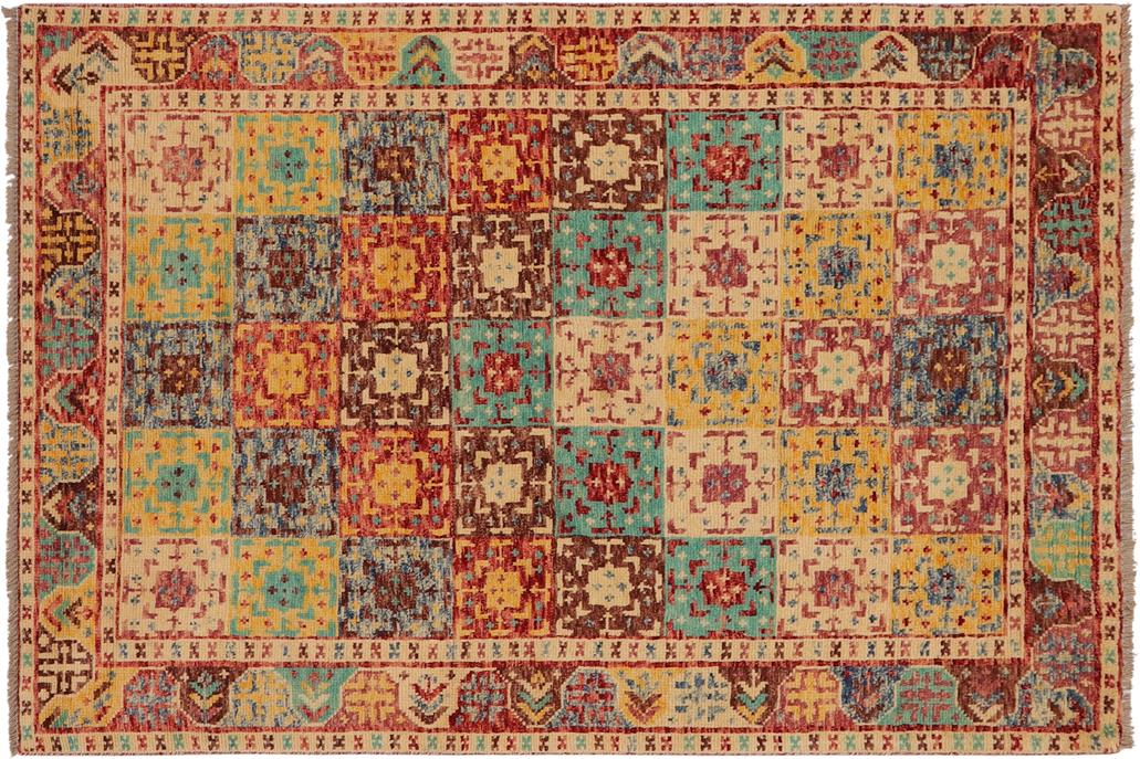 handmade Geometric Balouchi Red Beige Hand Knotted RECTANGLE 100% WOOL area rug 4' x 6'
