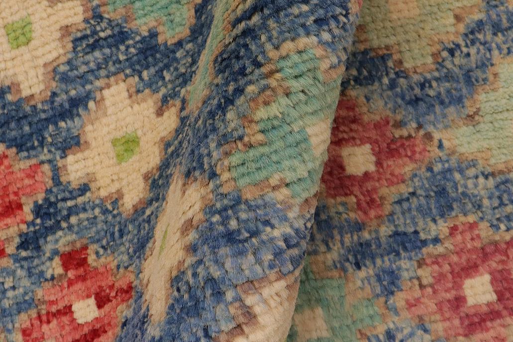 handmade Geometric Balouchi Blue Red Hand Knotted RECTANGLE 100% WOOL area rug 4' x 6'