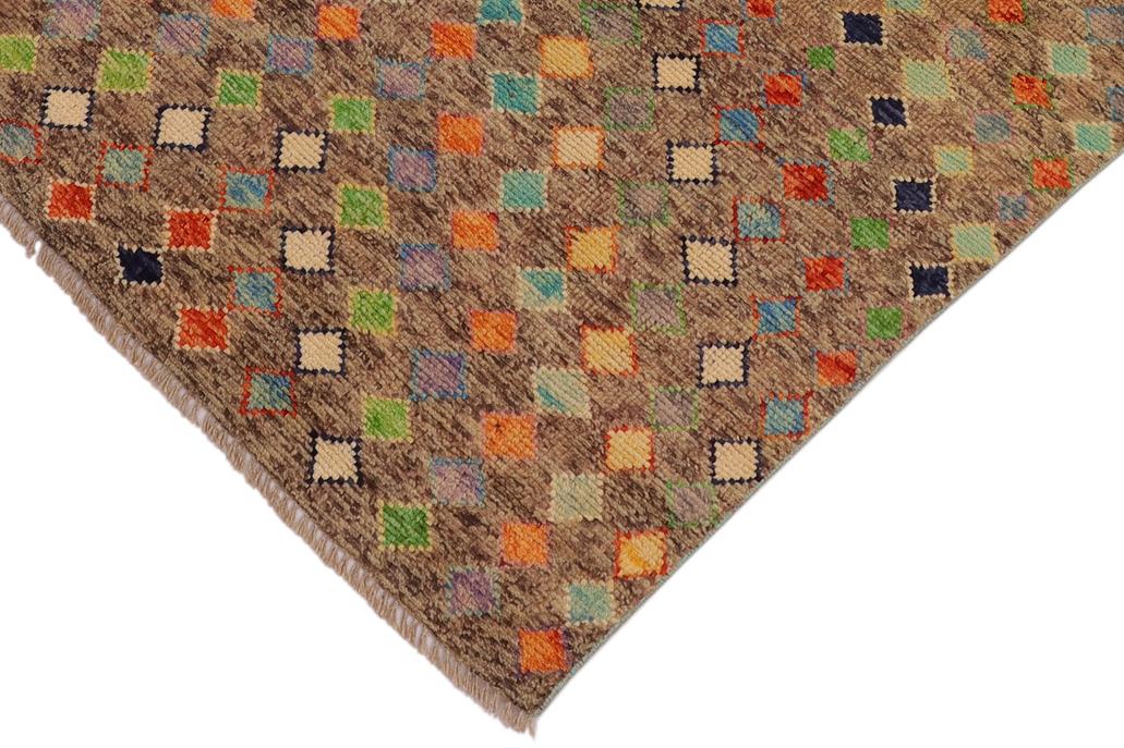 handmade Geometric Balouchi Brown Rust Hand Knotted RECTANGLE 100% WOOL area rug 3' x 5'