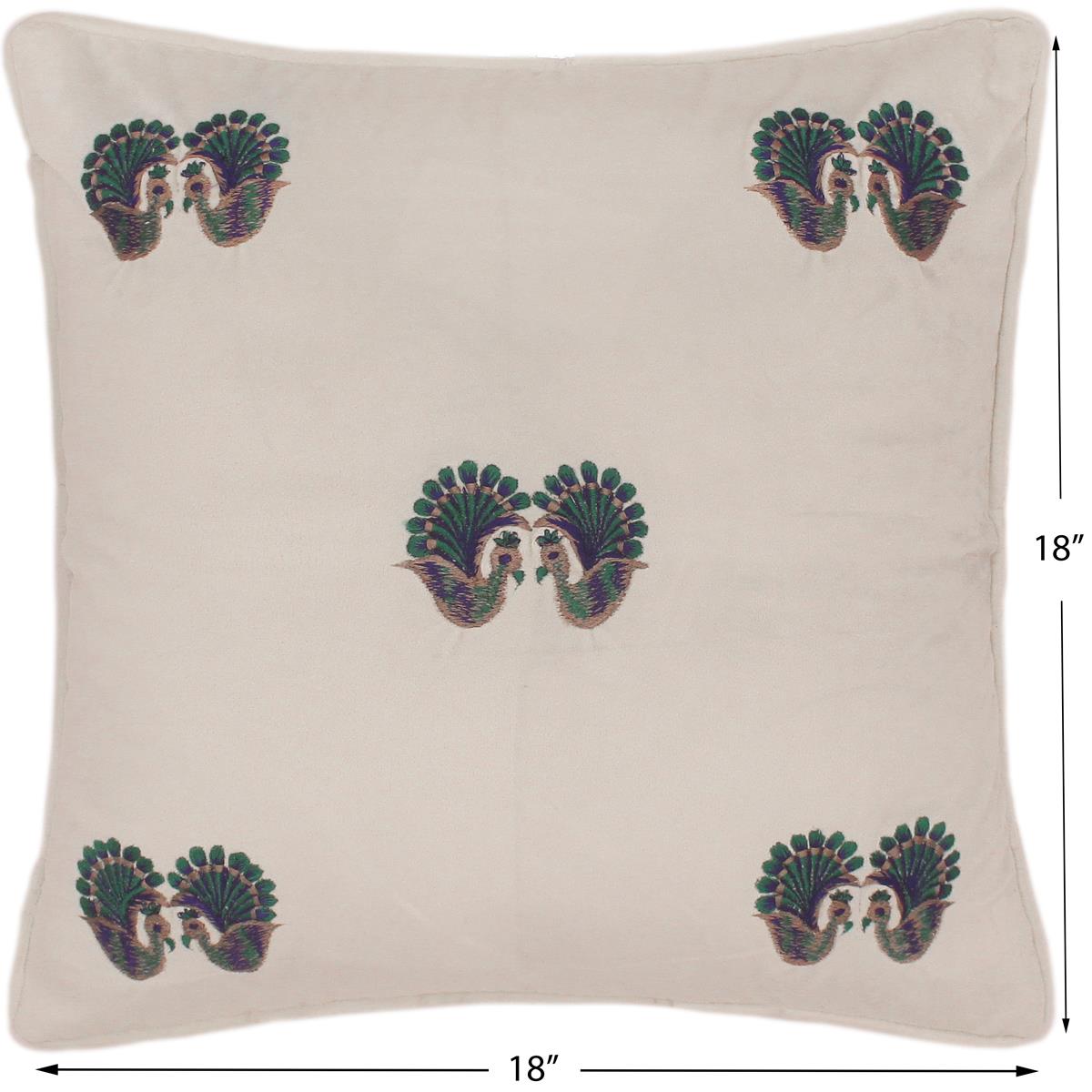 handmade  Pillow Ivory Blue Hand-Woven SQUARE VELVET EMBR pillow