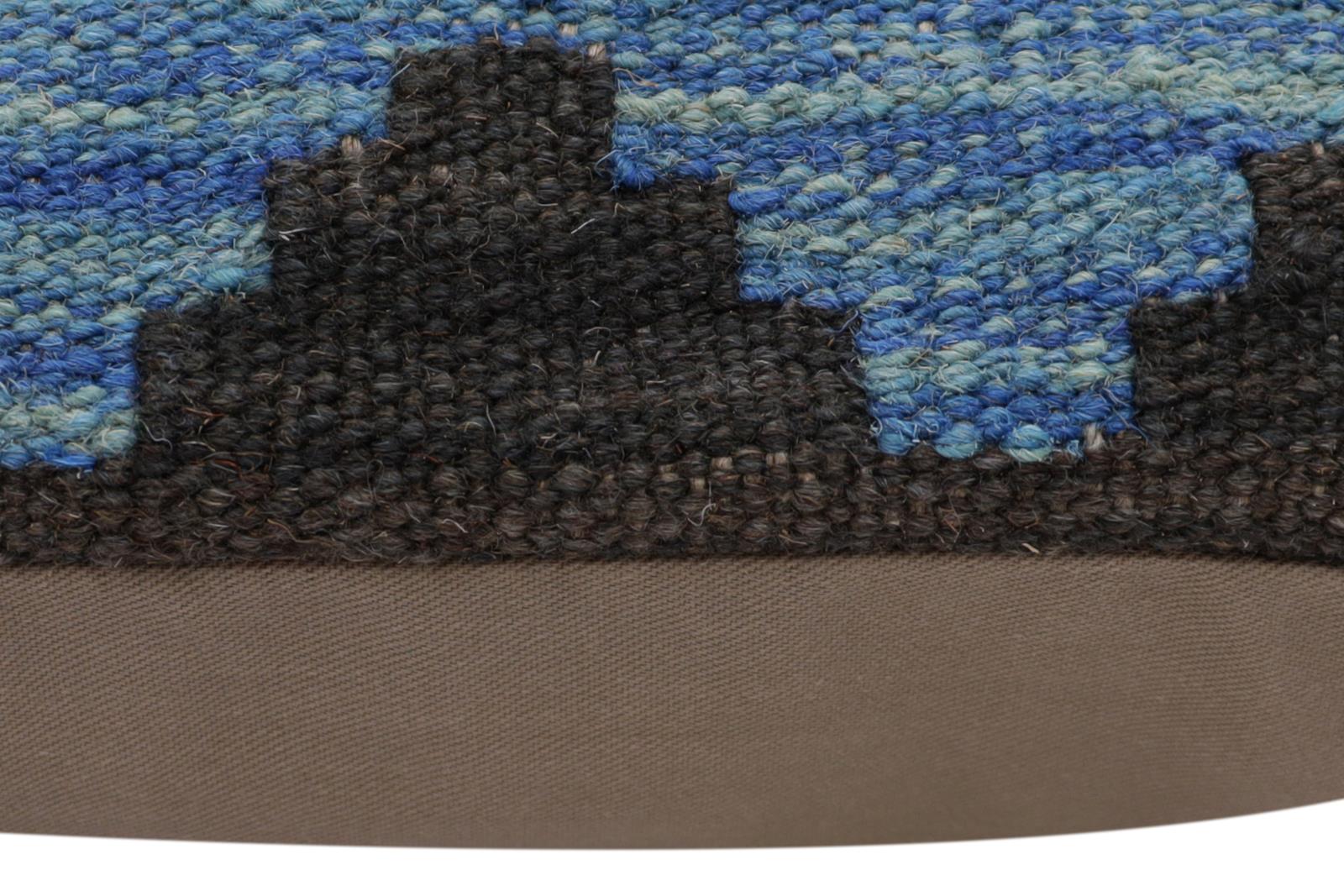 handmade Traditional Pillow Blue Beige Hand-Woven SQUARE 100% WOOL Hand woven turkish pillow2' x 2'