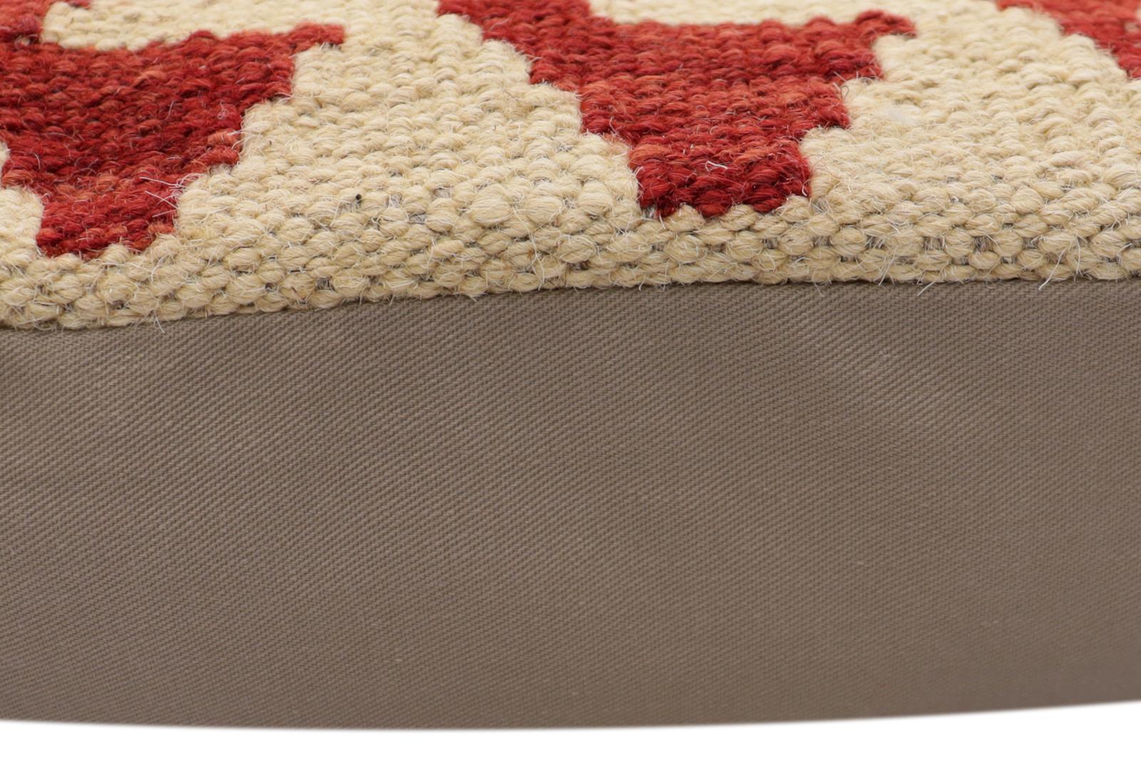 handmade Traditional Pillow Red Beige Hand-Woven SQUARE 100% WOOL Hand woven turkish pillow2' x 2'