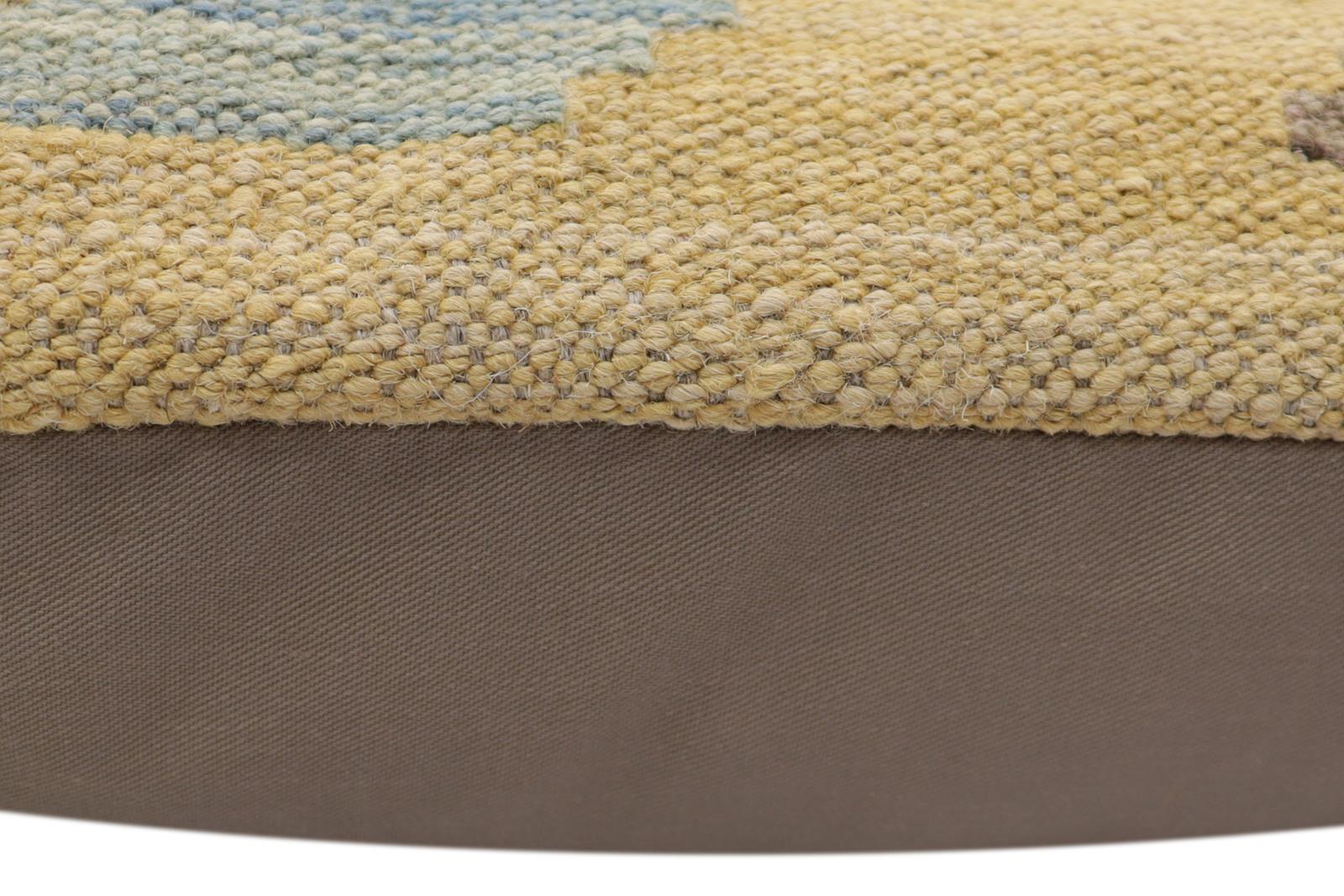 handmade Traditional Pillow Blue Gray Hand-Woven SQUARE 100% WOOL Hand woven turkish pillow2' x 2'