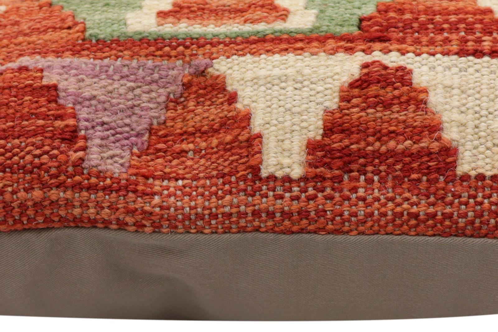handmade Traditional Pillow Rust Blue Hand-Woven SQUARE 100% WOOL Hand woven turkish pillow2' x 2'