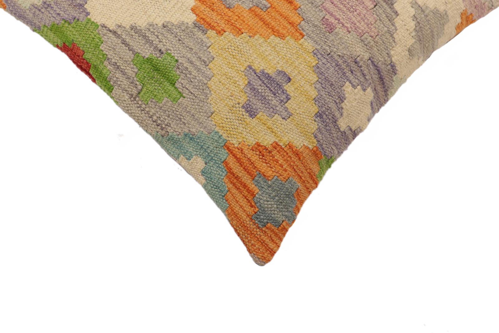 handmade Traditional Pillow Blue Red Hand-Woven SQUARE 100% WOOL Hand woven turkish pillow2' x 2'