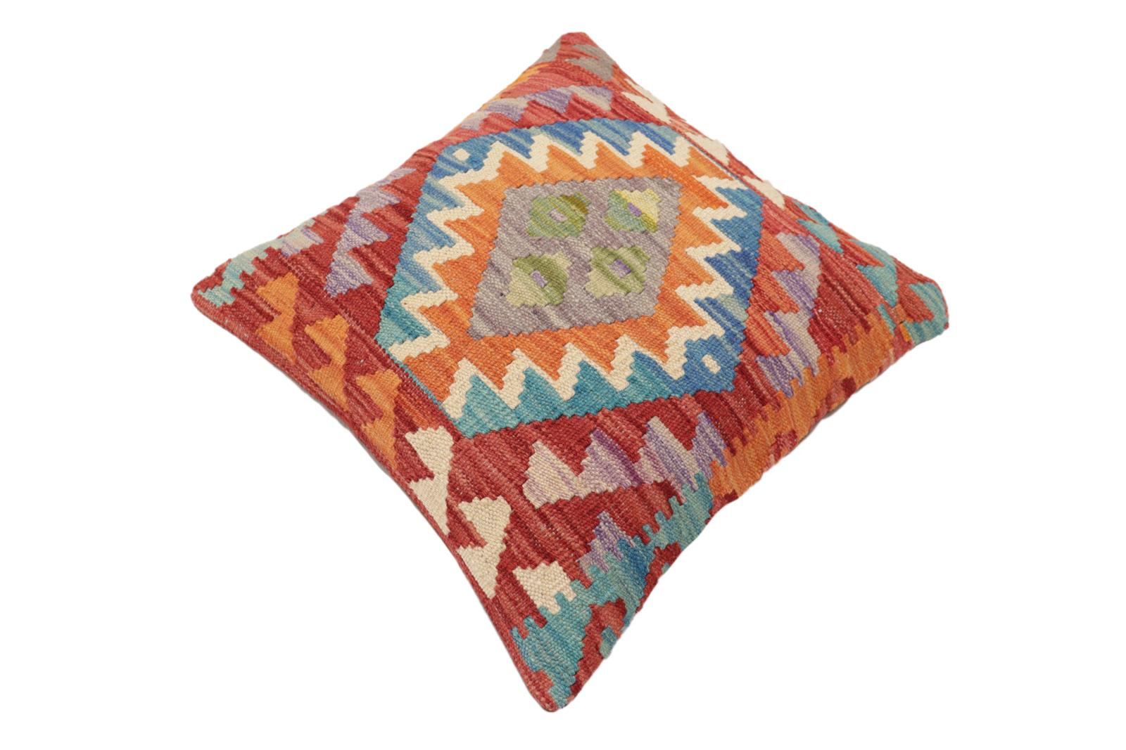 handmade Traditional Pillow Red Rust Hand-Woven SQUARE 100% WOOL Hand woven turkish pillow2' x 2'
