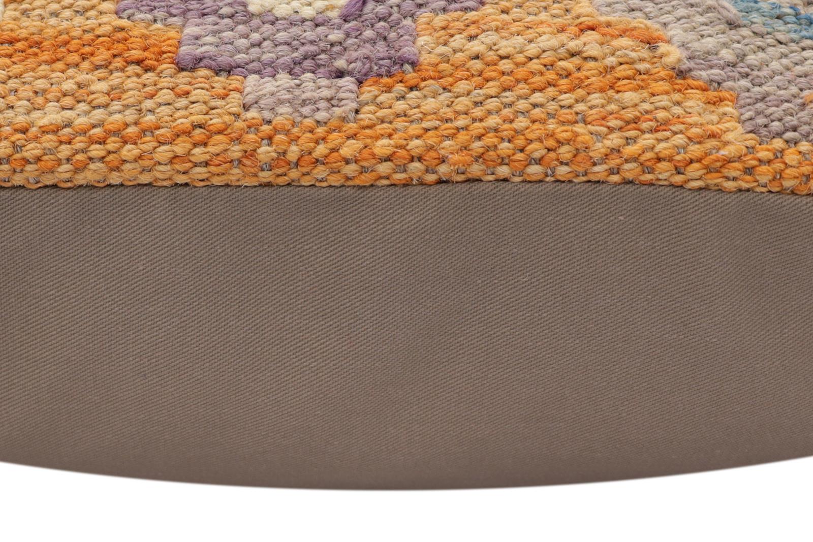 handmade Traditional Pillow Orange Red Hand-Woven SQUARE 100% WOOL Hand woven turkish pillow2' x 2'
