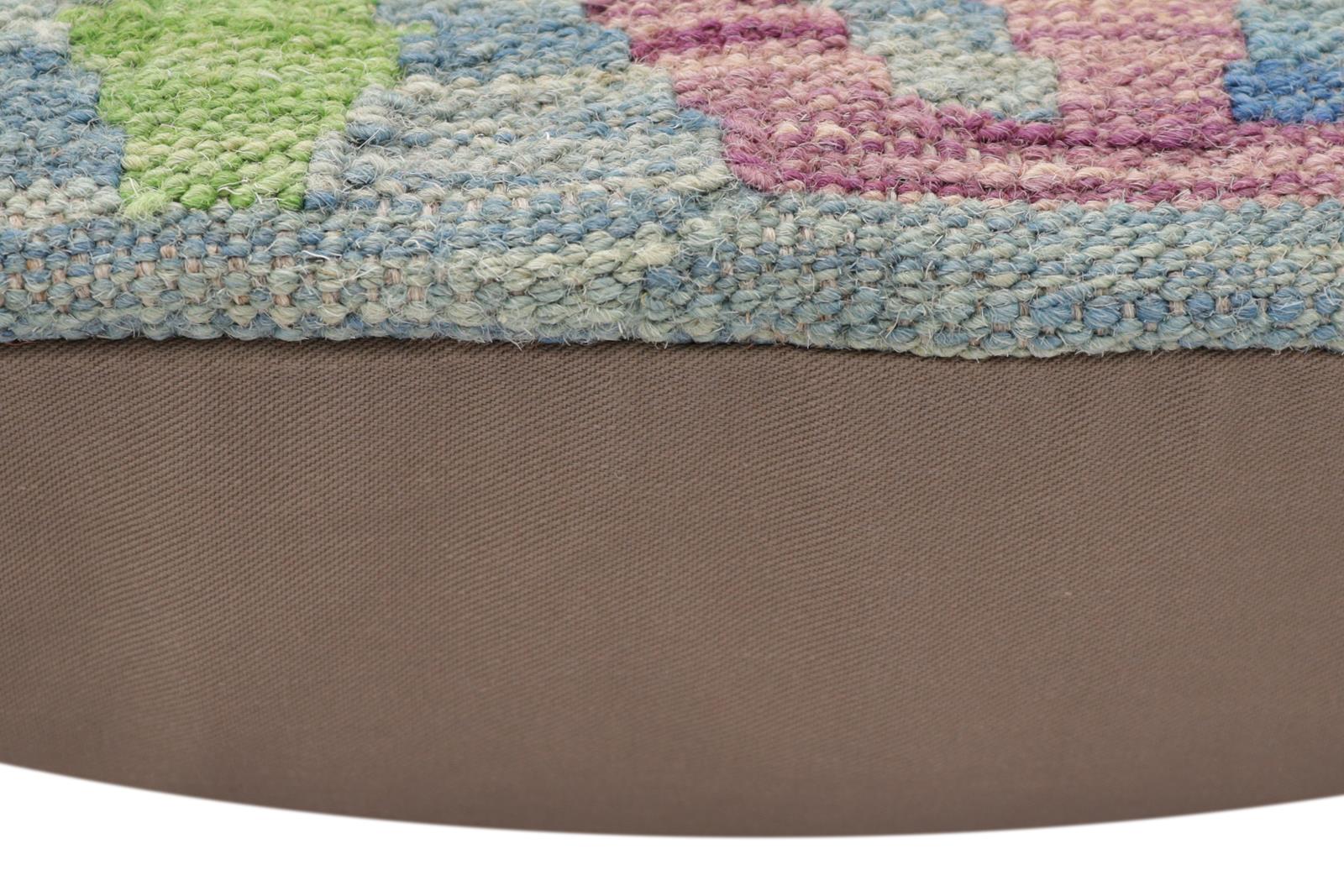 handmade Traditional Pillow Blue Rust Hand-Woven SQUARE 100% WOOL Hand woven turkish pillow2' x 2'