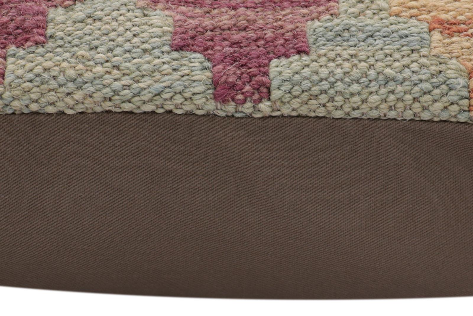handmade Traditional Pillow Blue Rust Hand-Woven SQUARE 100% WOOL Hand woven turkish pillow2' x 2'