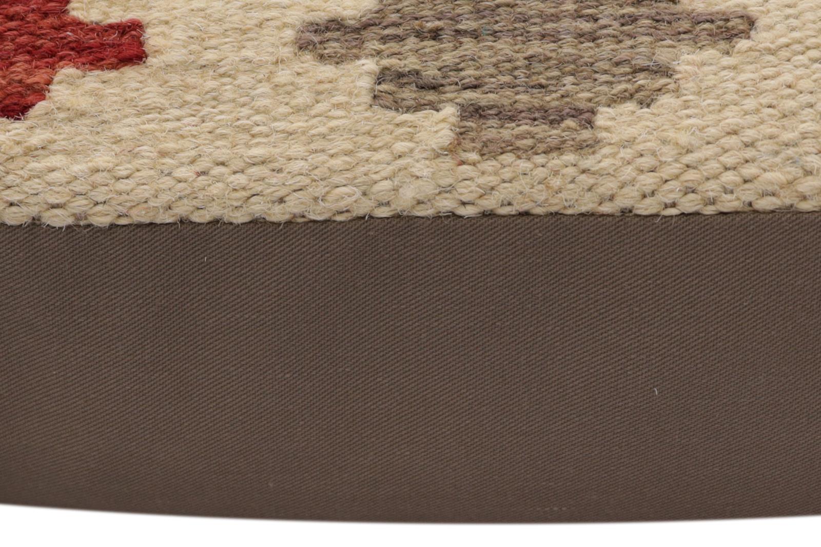 handmade Traditional Pillow Beige Red Hand-Woven SQUARE 100% WOOL Hand woven turkish pillow2' x 2'