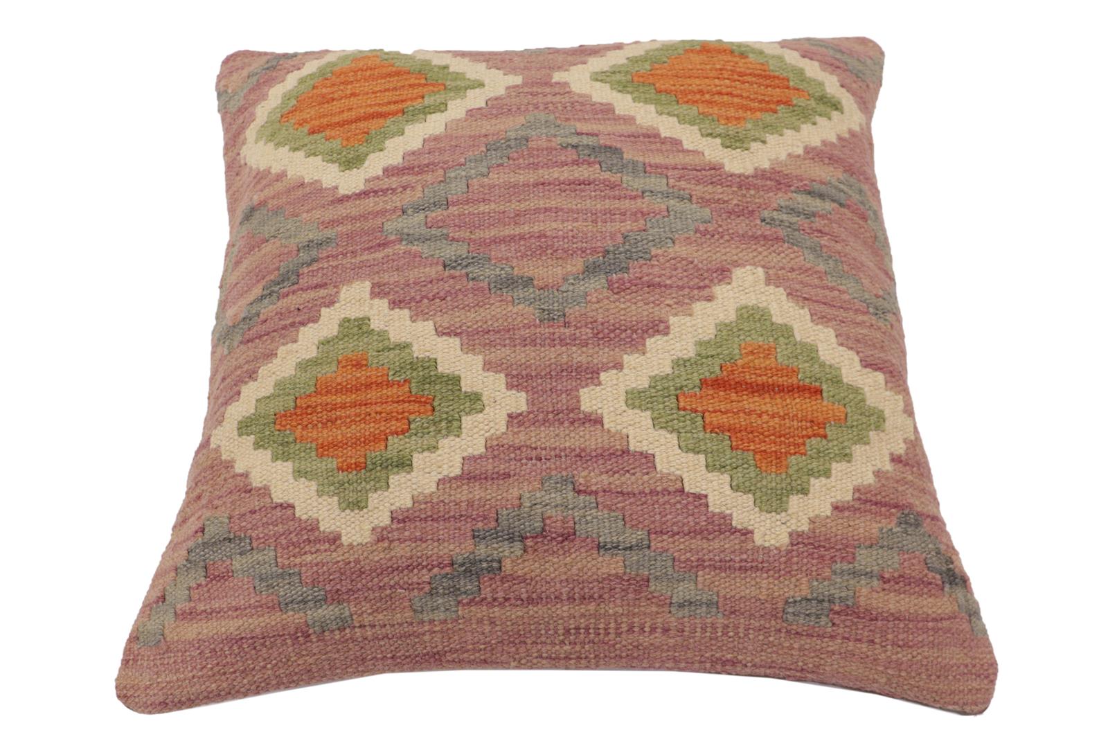 handmade Traditional Pillow Purple Rust Hand-Woven SQUARE 100% WOOL Hand woven turkish pillow2' x 2'