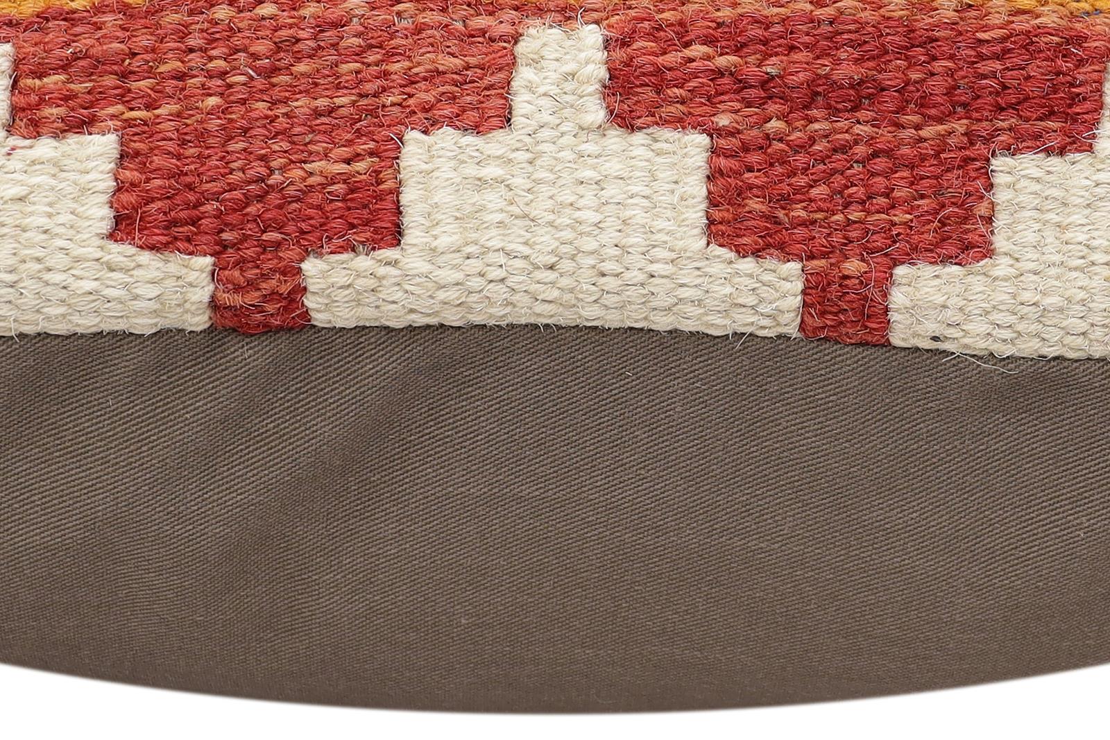 handmade Traditional Pillow Rust Blue Hand-Woven SQUARE 100% WOOL Hand woven turkish pillow2' x 2'