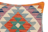 handmade Traditional Pillow Rust Blue Hand-Woven SQUARE 100% WOOL Hand woven turkish pillow2' x 2'