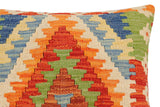 handmade Traditional Pillow Rust Blue Hand-Woven SQUARE 100% WOOL Hand woven turkish pillow2' x 2'