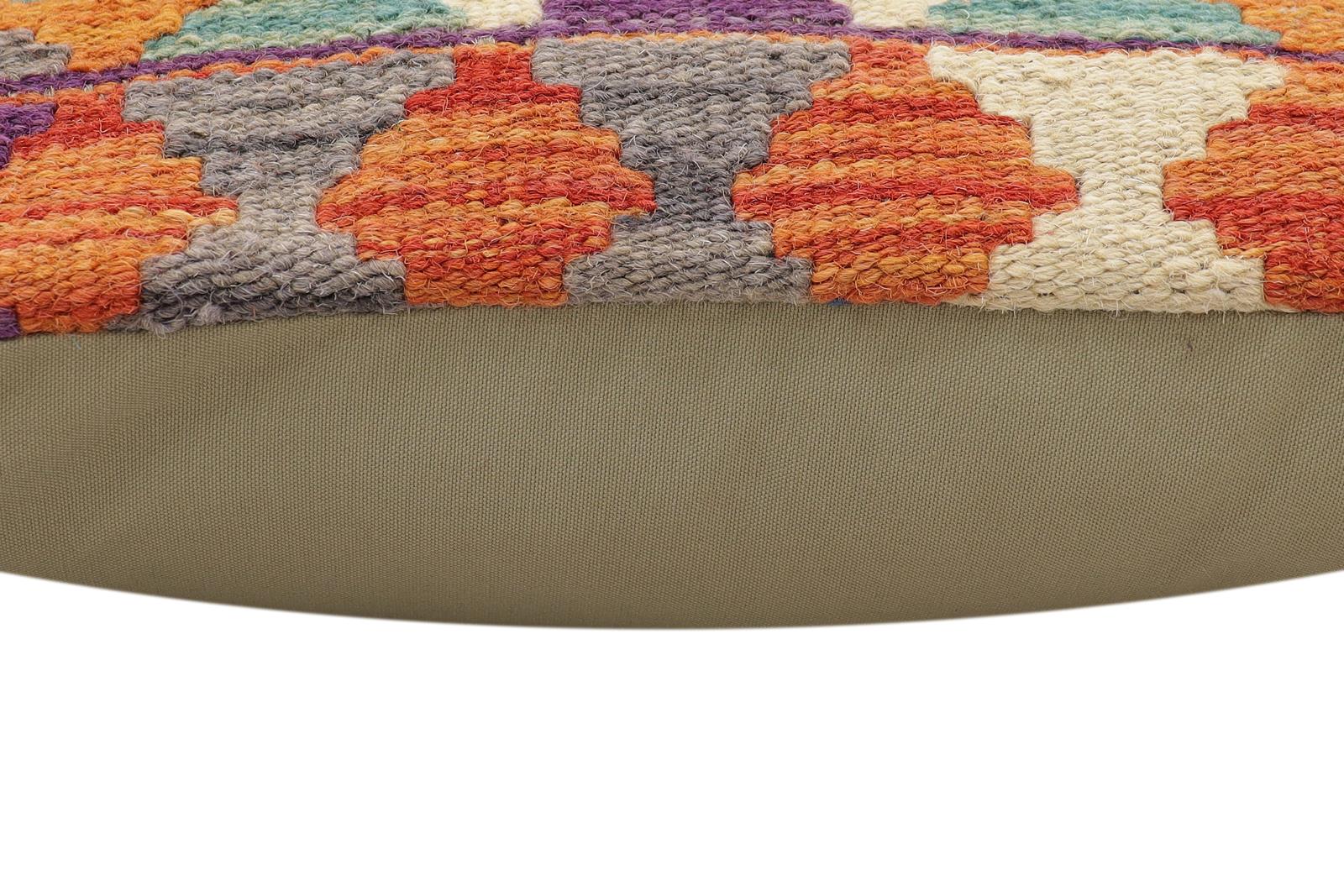 handmade Traditional Pillow Rust Blue Hand-Woven SQUARE 100% WOOL Hand woven turkish pillow2' x 2'