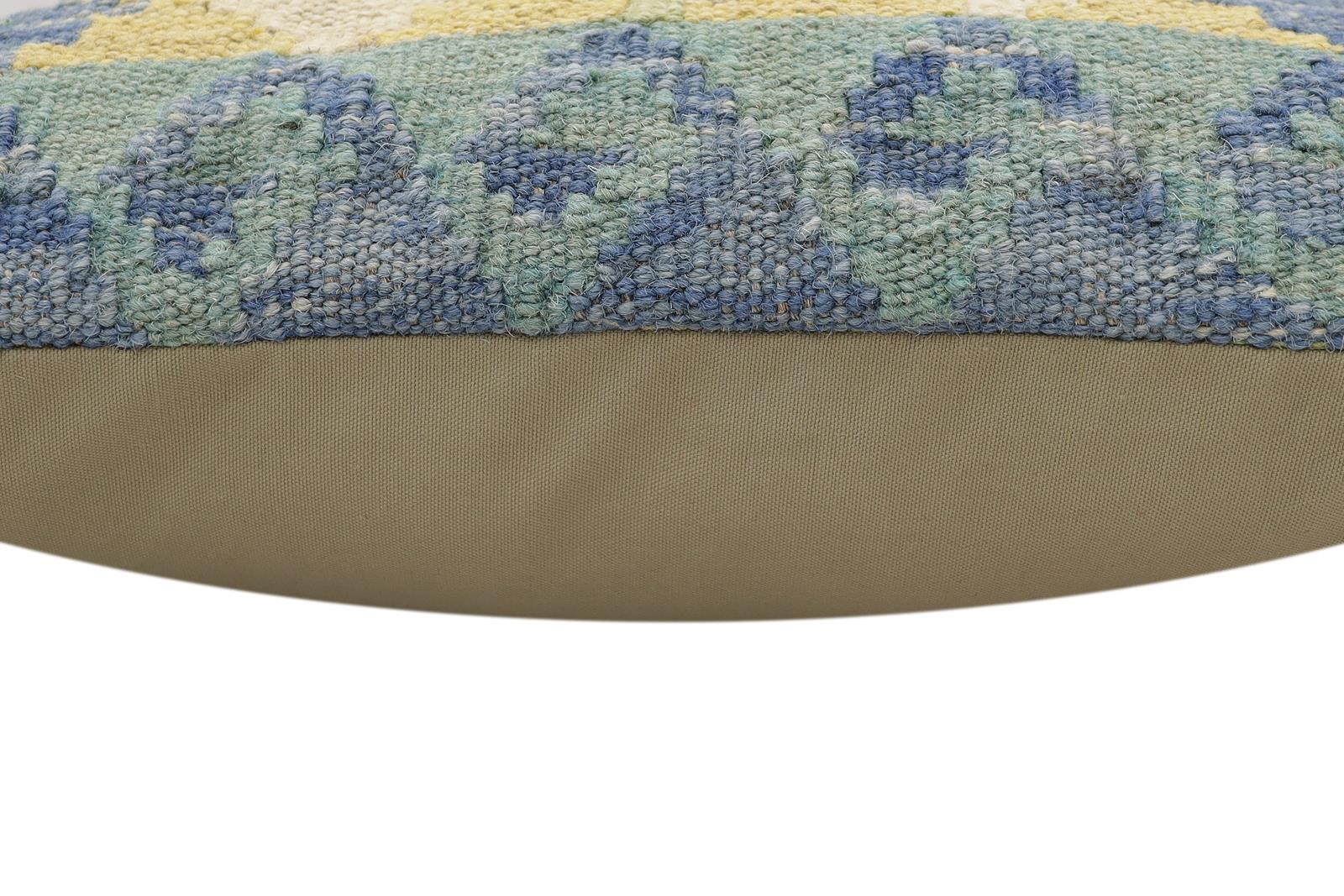handmade Traditional Pillow Blue Red Hand-Woven SQUARE 100% WOOL Hand woven turkish pillow2' x 2'