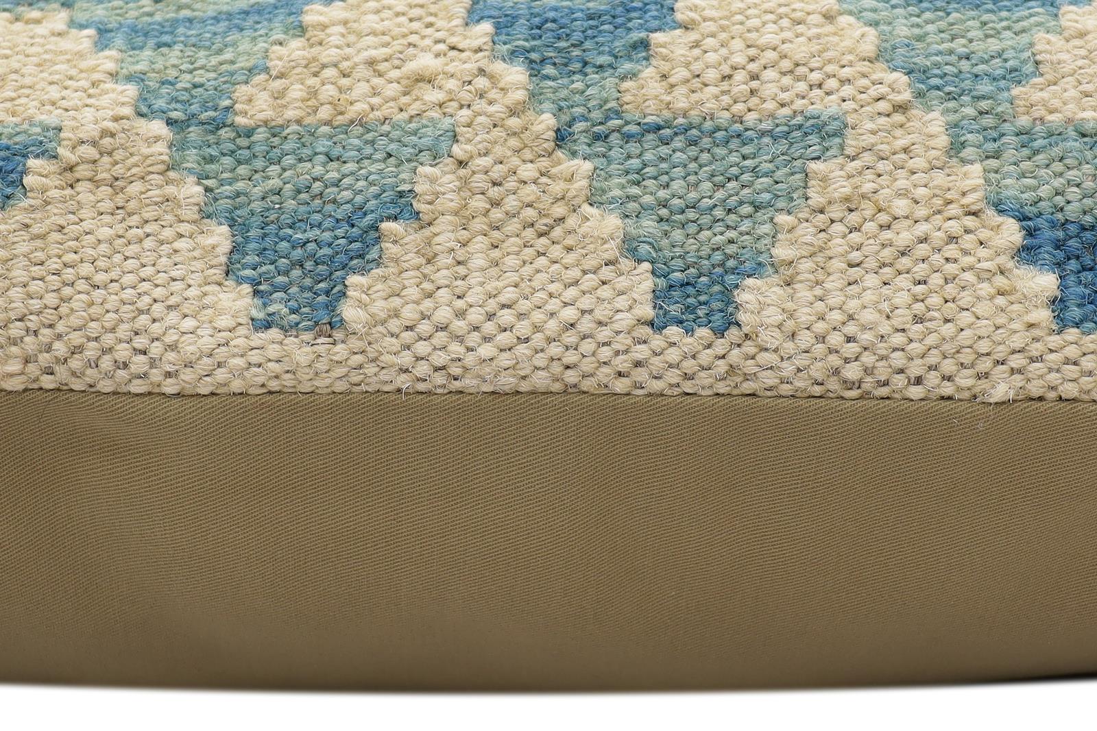 handmade Traditional Pillow Blue Red Hand-Woven SQUARE 100% WOOL Hand woven turkish pillow2' x 2'