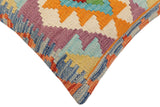 handmade Traditional Pillow Rust Blue Hand-Woven SQUARE 100% WOOL Hand woven turkish pillow2' x 2'