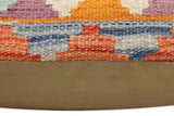 handmade Traditional Pillow Rust Blue Hand-Woven SQUARE 100% WOOL Hand woven turkish pillow2' x 2'