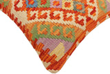 handmade Traditional Pillow Rust Blue Hand-Woven SQUARE 100% WOOL Hand woven turkish pillow2' x 2'