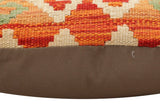 handmade Traditional Pillow Rust Blue Hand-Woven SQUARE 100% WOOL Hand woven turkish pillow2' x 2'