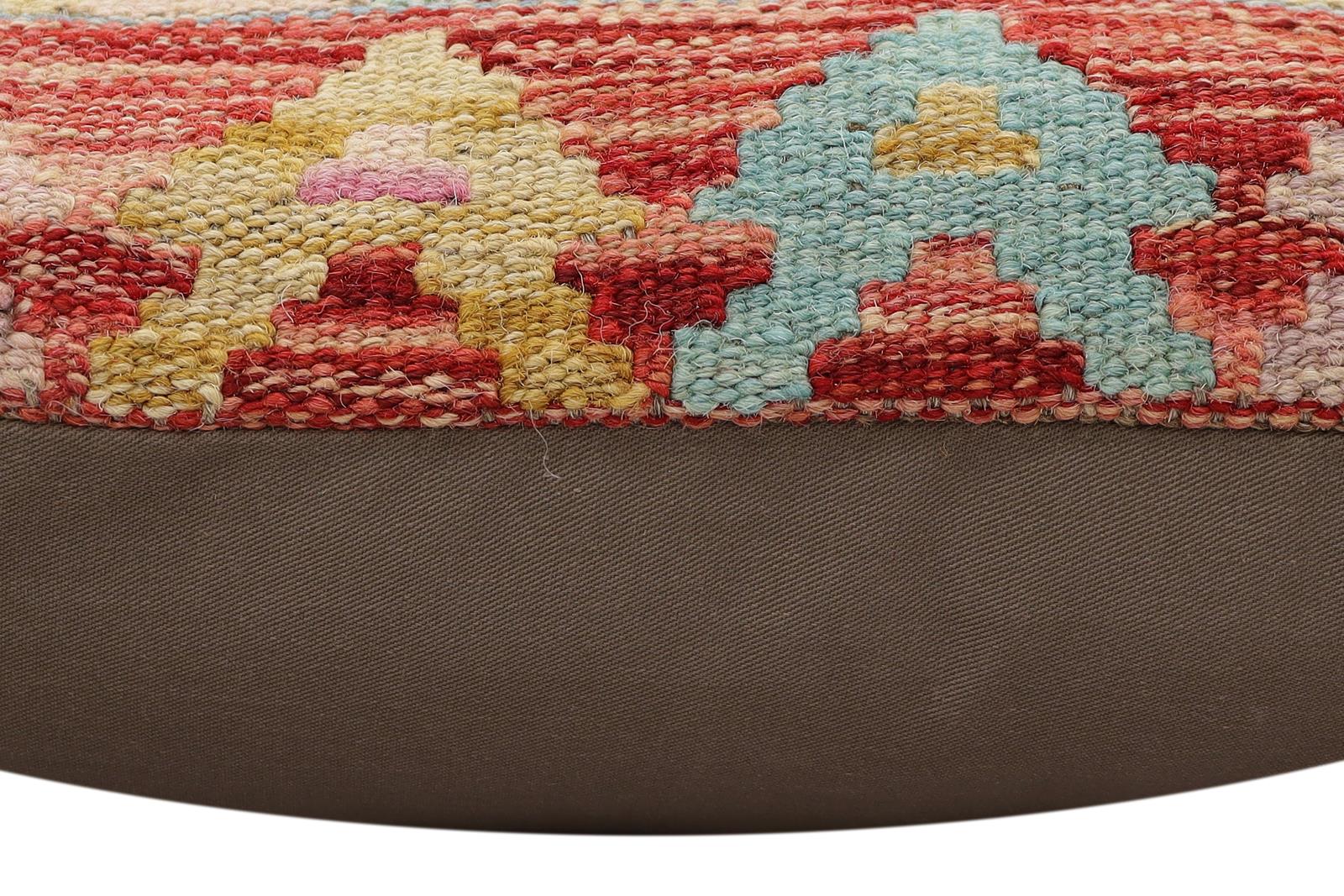 handmade Traditional Pillow Red Blue Hand-Woven SQUARE 100% WOOL Hand woven turkish pillow2' x 2'