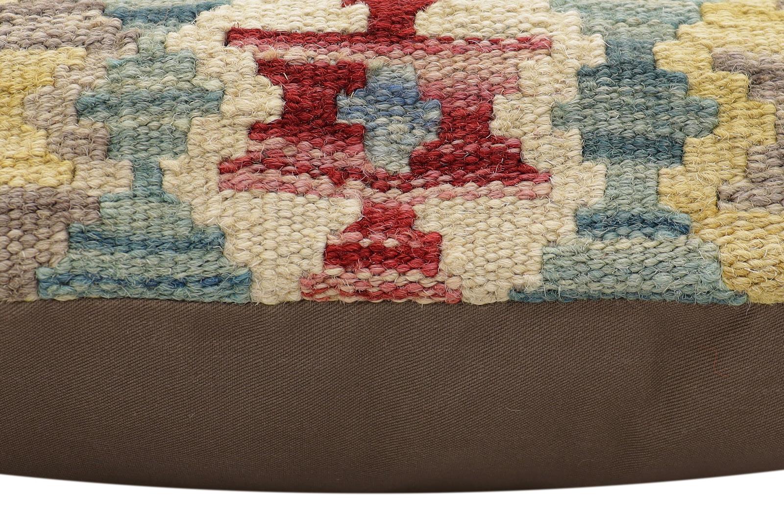 handmade Traditional Pillow Red Blue Hand-Woven SQUARE 100% WOOL Hand woven turkish pillow2' x 2'