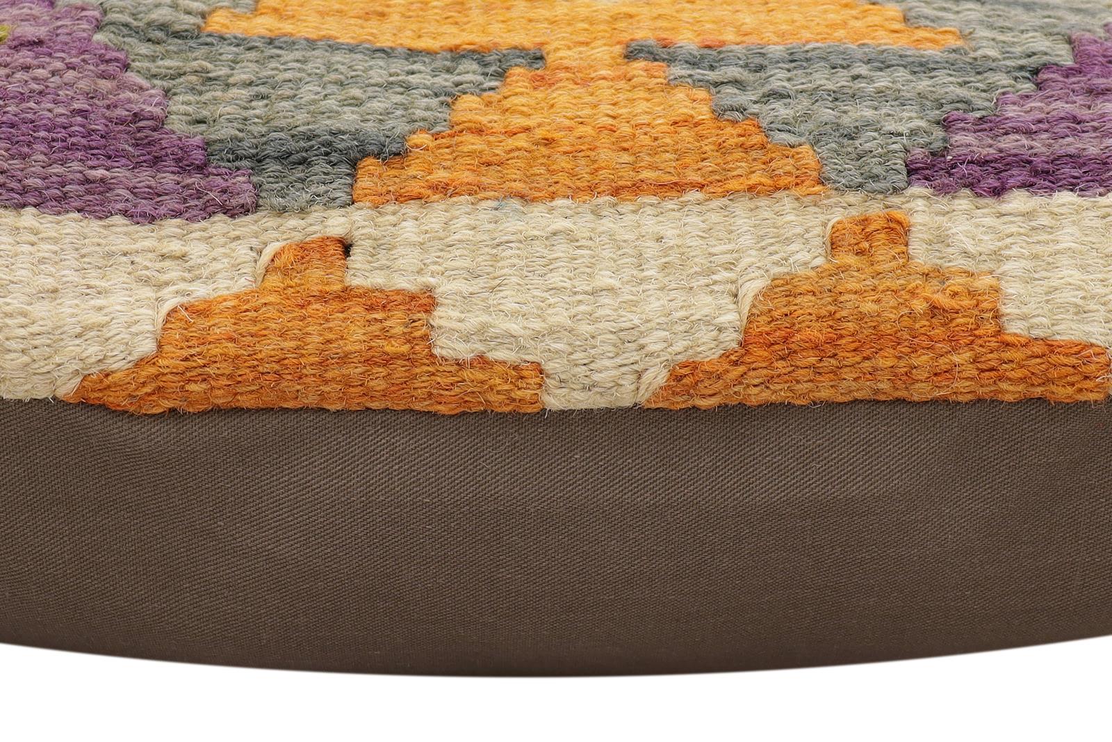 handmade Traditional Pillow Rust Gray Hand-Woven SQUARE 100% WOOL Hand woven turkish pillow2' x 2'