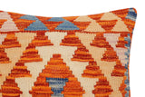 handmade Traditional Pillow Rust Blue Hand-Woven SQUARE 100% WOOL Hand woven turkish pillow2' x 2'