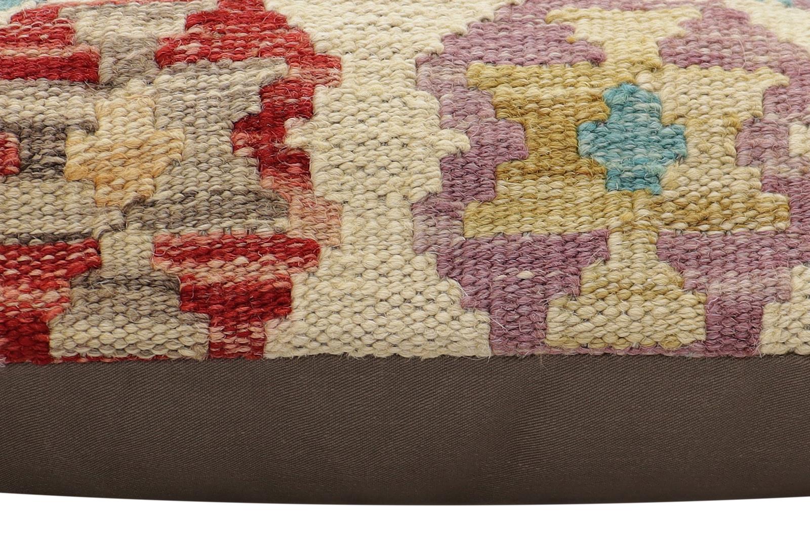 handmade Traditional Pillow Red Blue Hand-Woven SQUARE 100% WOOL Hand woven turkish pillow2' x 2'