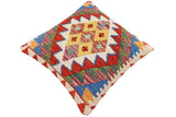 handmade Traditional Pillow Rust Blue Hand-Woven SQUARE 100% WOOL Hand woven turkish pillow2' x 2'