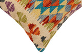 handmade Traditional Pillow Rust Blue Hand-Woven SQUARE 100% WOOL Hand woven turkish pillow2' x 2'