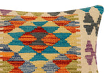 handmade Traditional Pillow Rust Blue Hand-Woven SQUARE 100% WOOL Hand woven turkish pillow2' x 2'